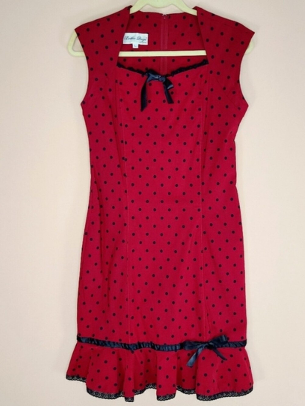 Bettie Page Red Polka Dot Dress with Black Trim